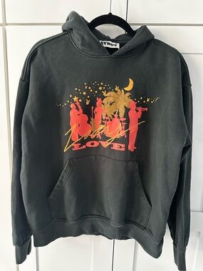 PLAYBOY Black Crewneck Hoodie with Red & Gold Band Graphic